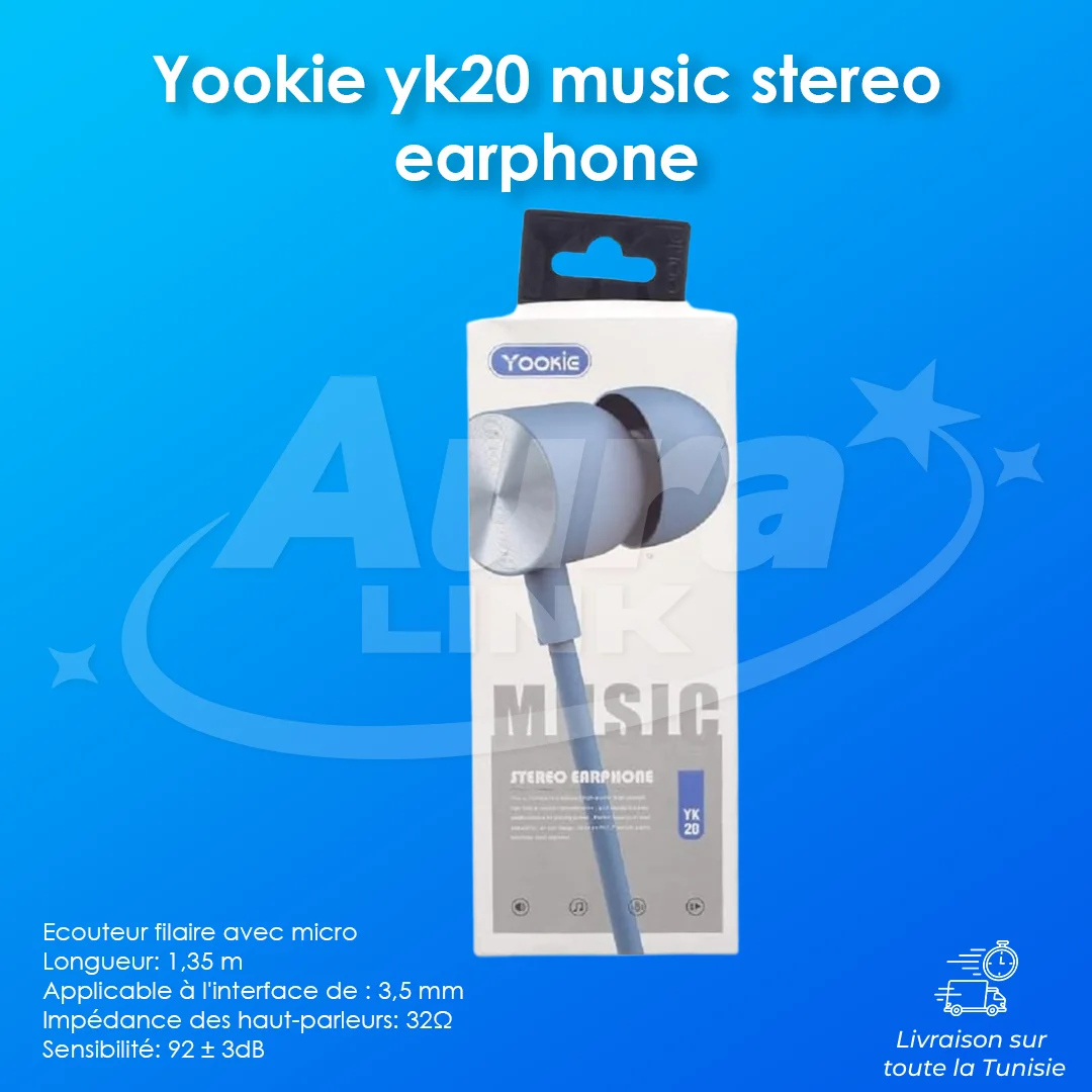 Yookie yk20 music stereo earphone with hd sound quality and microphone for 3.5mm jack