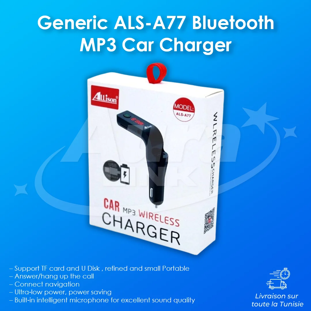 Generic ALS-A77 Bluetooth MP3 Car Charger with Call/FM/TF USB Port Digital Display