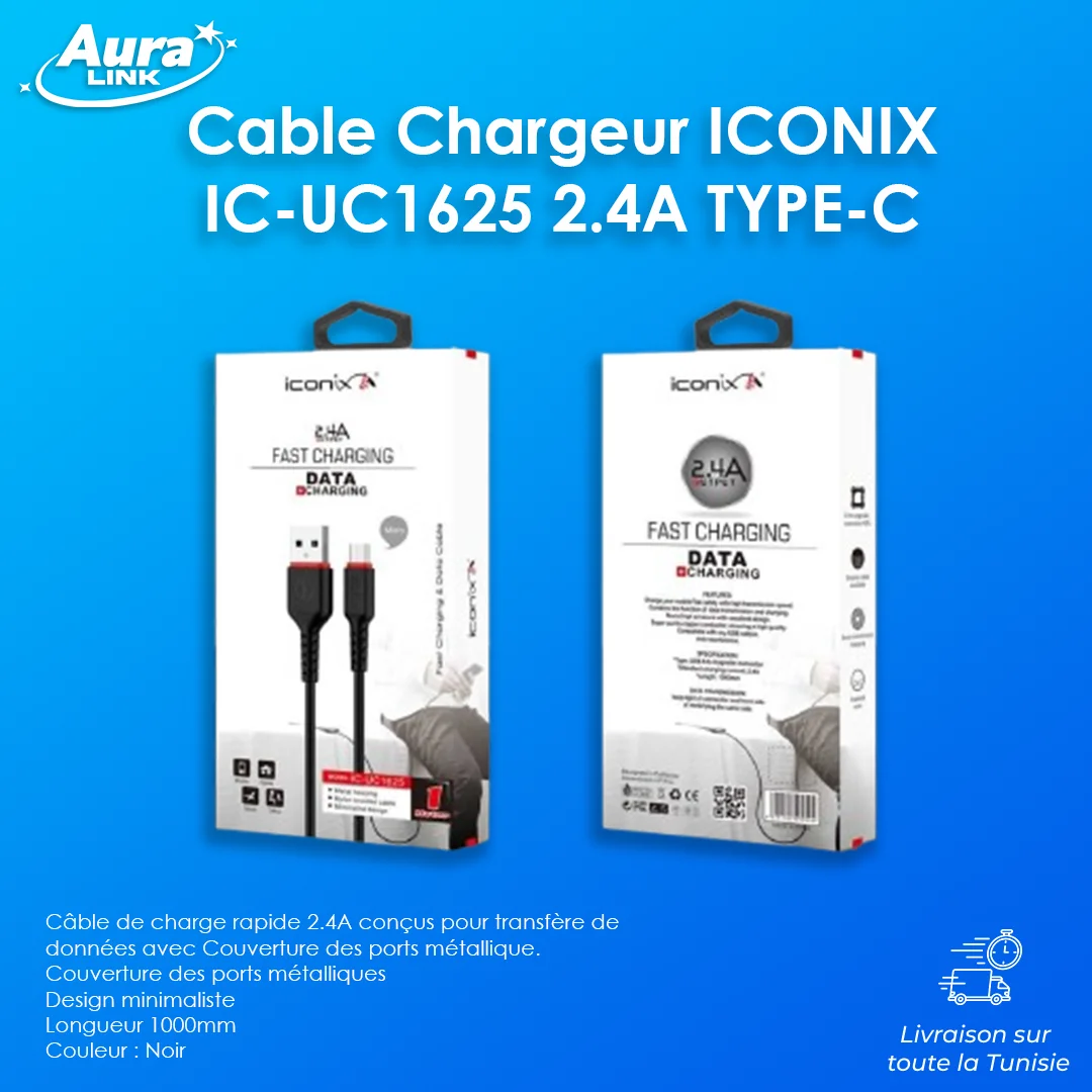 Cable Chargeur ICONIX IC-UC1625 2.4A TYPE-C